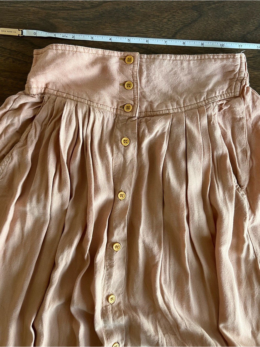 Boho Prairie Vintage Morgan Square Peach Button Front Maxi Skirt Cottagecore 90s - Picture 4 of 8